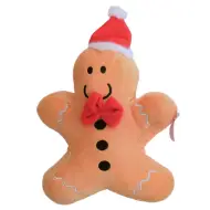Pupazzo di pan di zenzero in peluche con cappello rosso e cravatta, 24 cm