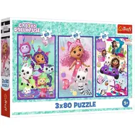 Puzzle 3x80 pezzi "Gabi casa delle bambole giorni colorati" - Trefl