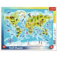 Puzzle con mappa del mondo e animali da 25 pezzi con cornice - Trefl