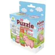Puzzle da colorare 2 in 1 da 16 pezzi - Maialino