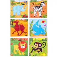 Puzzle di blocchi di legno - Animali della savana