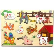 Puzzle di forme con animali della Fattoria di Legno