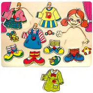 Puzzle di legno a incastri per vestire bambine