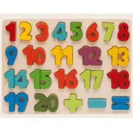 Puzzle in legno colorato con forme e numeri da 1 a 20, set da 23 pezzi