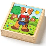 Puzzle in legno con cagnolino da vestire, 18 pezzi - Woodyland
