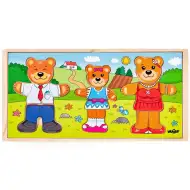 Puzzle in legno con famiglia di orsi da vestire - Woodyland