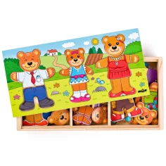 Puzzle in legno con famiglia di orsi da vestire - Woodyland immagine 2