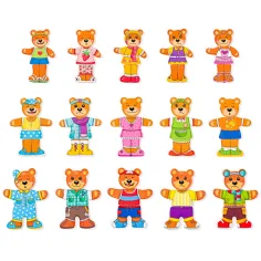 Puzzle in legno con famiglia di orsi da vestire - Woodyland immagine 3
