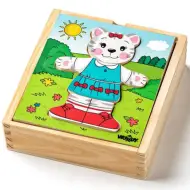 Puzzle in legno con gattino da vestire, 18 pezzi - Woodyland