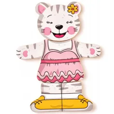 Puzzle in legno con gattino da vestire, 18 pezzi - Woodyland immagine 4