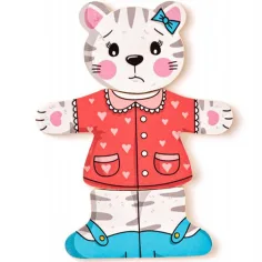 Puzzle in legno con gattino da vestire, 18 pezzi - Woodyland immagine 5