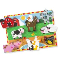 Puzzle in legno spesso con animali da fattoria, 8 pezzi - Melissa &amp; Doug