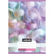 Quaderno rilegato a punto metallico per la 4ª classe, formato A/5, righe 21-32, con copertina fantasia piuma.