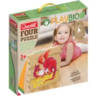 Quercetti: PlayBio Creature Fantastiche 4 in 1 puzzle a blocchi di legno