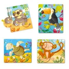 Quercetti: Set di puzzle animali Montessori Giro da 4 pezzi immagine 2