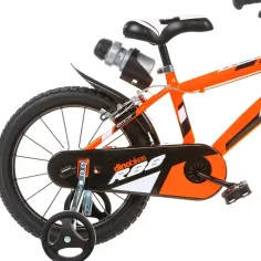 R88 16” bicicletta per bambini con portaborraccia e rotelle laterali, colore arancione-nero – bici Dino Bikes immagine 2