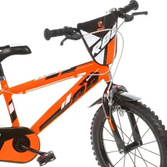 R88 16” bicicletta per bambini con portaborraccia e rotelle laterali, colore arancione-nero – bici Dino Bikes immagine 3