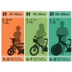 R88 16” bicicletta per bambini con portaborraccia e rotelle laterali, colore arancione-nero – bici Dino Bikes immagine 4