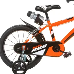R88 bicicletta per bambini da 14" con portaborraccia e rotelle laterali, colore arancione-nero – bici Dino Bikes immagine 4