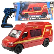 RC Autobus dei Pompieri rosso con effetti luminosi, telecomandato, 2,4GHz, scala 1/12, 30cm