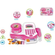 Registratore di cassa elettronico rosa, con bilancia e accessori