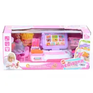 Registratore di cassa lilla-rosa con accessori, luci e suoni