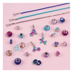Rendilo reale! Set per creare braccialetti con pendente di cristallo, blu trasparente immagine 3