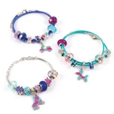 Rendilo reale! Set per creare braccialetti con pendente di cristallo, blu trasparente immagine 4