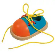 Scarpa giocattolo in legno colorato con lacci - Woodyland