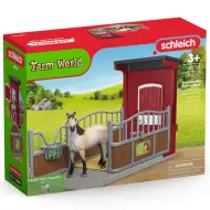 Schleich: Farm World - Set da gioco con box per stalla e figura di cavallo Mustang (42724)