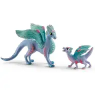 Schleich: Figure di mamma drago floreale e cucciolo di drago (70592)