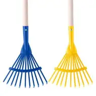 Scopa da giardino per foglie con manico in legno da 80 cm, disponibile in diversi colori, 1 pezzo - Woodyland