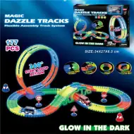 Set autostrada luminosa al buio con loop e macchinina, 177 pezzi