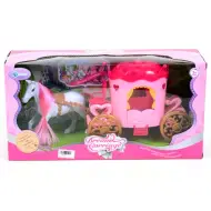 Set carrozza rosa con cavallo