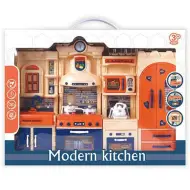 Set cucina Modern Kitchen blu-arancione con luci e suoni