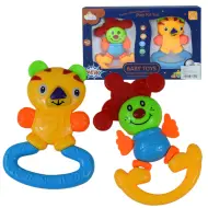 Set da 2 pezzi: sonaglio e massaggiagengive a forma di clown allegro per bebè