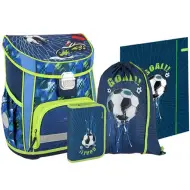 Set da 4 pezzi: zaino ergonomico per la scuola a tema calcio con astuccio.
