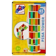 Set da 45 pezzi per gioco di abilità con torre in legno inclinata di Pisa - Woodyland