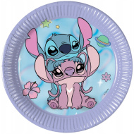 Set da 8 piatti di carta Disney Stitch e Angel, 20 cm