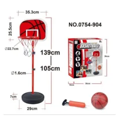 Set da basket con tabellone su supporto, pompa e palla immagine 2
