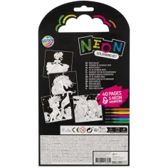 Set da colorare di 40 pagine a tema unicorno e principessa con 5 pennarelli neon immagine 2