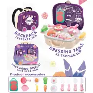 Set da cucina 2 in 1 viola in valigia con ruote con accessori