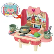 Set da cucina in valigia pieghevole rosa, set da 25 pezzi