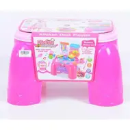 Set da cucina rosa con seduta e contenitore portatile