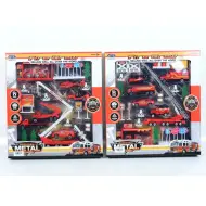 Set da gioco dei pompieri con stazione di servizio, veicoli e accessori in due varianti
