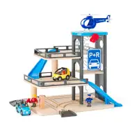Set da gioco: garage in legno a due piani con veicoli - Woodyland