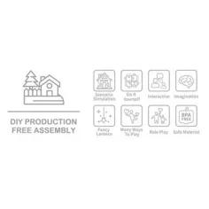 Set da gioco villa dei sogni con mobili e bambole 68x51x39cm immagine 2