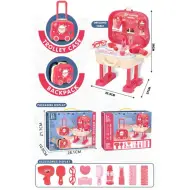 Set da parrucchiere 2 in 1 rosa in valigia con ruote