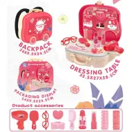 Set da parrucchiere 2 in 1 rosa in valigia con ruote con accessori