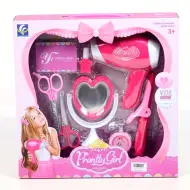 Set da parrucchiere Pretty Girl rosa con forbici e asciugacapelli